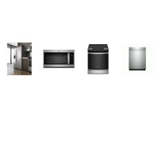 Whirlpool 4 Fingerprint Resistant STAINLESS STEEL APPLIANCE PACKAGE : Counter Depth Side-by-Side Refrigerator Exterior In-Door Ice and Water Dispenser, 1.7cf OTR MW 300CFM, Fully Integrated Dishwasher 51 dBA 3rd Rack ENERGY STAR, Slide-In Electric Ra