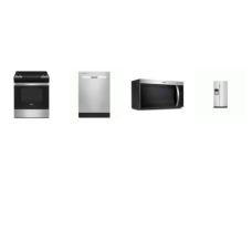 Whirlpool 4 STAINLESS : Counter Depth Side-by-Side Refrigerator Ice and Water Dispenser, OTR MW, Dishwasher 55 dBA, Slide-In Electric Range Oven Self-Clean