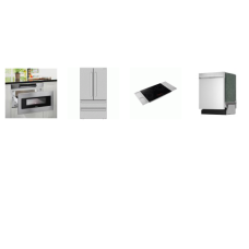 Sharp 4 Stainless Steel Package : 30 Inch Drop In Cooktop Stainless Steel Side Trims Magnetic Accessories, 30 inch Microwave Drawer, Dishwasher 49 dBA, 36 Inch French 4-Door Counter Depth Refrigerator W/Ice Maker