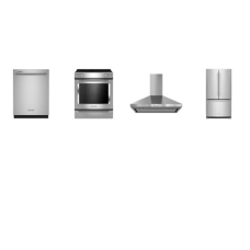 Kitchenaid 4 Stainless : Slide-In Electric Range Convection Oven, Canopy Hood 400 CFM Blower, 39 DBA Dishwasher, 25 Cu. Ft. 36-Width French Door Refrigerator Ice Maker Interior Water Dispenser