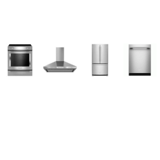 Kitchenaid 4 Stainless : Slide-In Electric Range Convection Oven, Canopy Hood 400 CFM Blower, 41 DBA Dishwasher, French Door Refrigerator Ice Maker Interior Water Dispenser