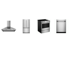 Kitchenaid 4 Stainless : Slide-In Electric Range Convection Oven Air Fry, Canopy Hood 400 CFM Blower, 41 DBA Dishwasher, French Door Refrigerator Ice Maker Interior Water Dispenser