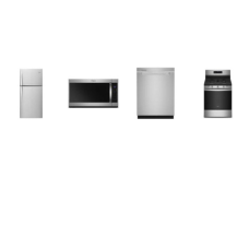 Whirlpool 4 STAINLESS STEEL APPLIANCE PACKAGE : Continuous 5 Burners Gas Range Self Clean Oven Air Fry, 2.1cf OTR MW 400 CFM Steam Cooking, Fully Integrated Dishwasher 3rd Rack ENERGY STAR 47 dBA, 19.2 Cu. Ft. Top-Freezer Refrigerator