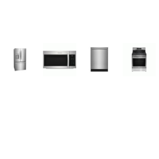 Frigidaire Gallery 4 Smudge-Proof STAINLESS : Gas Range Convection Oven Air Fry, 1.9CF OTR MW 400 CFM, 42 dBA Dishwasher, 27.8 CF French Door Refrigerator External Ice/Water Dispenser