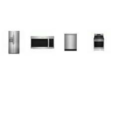 Frigidaire Gallery 4 Smudge-Proof STAINLESS : Gas Range Convection Oven Air Fry, 1.9CF OTR MW 400 CFM, 42 dBA Dishwasher, Counter Depth SBS Refrigerator External Ice/Water Dispenser