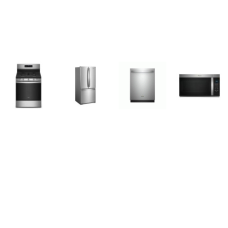 Whirlpool 4 STAINLESS STEEL APPLIANCE PACKAGE : Continuous 5 Burners Gas Range Self Clean Oven Air Fry,1.7CF OTR MW 300 CFM, Fully Integrated Dishwasher 51 dBA 3rd Rack ENERGY STAR, 30 Inch French Door Refrigerator Ice Maker