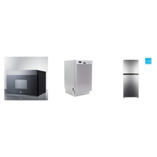 APT SIZE 4 Stainless Steel APPLIANCE PKG: 20 Inch Slide-In Smooth Top Electric Range Oven, 24 Inch Over-the-Range Microwave 300 CFM, 18 inch Dishwasher 53 dBa, 24 inchW 10.1 CU. FT. TOP FREEZER REFRIGERATOR ENERGY STAR