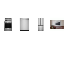 Kitchenaid 4 Stainless : Gas Range True Convection Oven, OTR Microwave Flush Built-In Design, 47 DBA Dishwasher, 30 inchW French Door Refrigerator Interior Water Dispenser Automatic Ice Maker