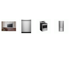 Kitchenaid 4 Stainless : Gas Range Convection Oven Air Fry, OTR Microwave Flush Built-In Design, 41 DBA Dishwasher, 33 inchW French Door Refrigerator Interior Water Dispenser Automatic Ice Maker