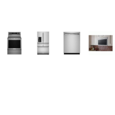 Kitchenaid 4 Stainless Steel Package : Glass Electric Range True Convection Oven, 44 dBA Dishwasher Stainless Interior, Flush Built-In Design OTR MW 400 CFM, 36" Multi-Fench Door Refrigerator EXT WD