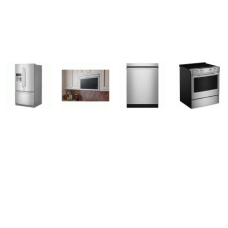 Kitchenaid 4 Stainless : Slide-In Electric Range Convection Oven, Air Fry, OTR Microwave Flush Built-In Design 400 CFM, 41 DBA Dishwasher, 26.8 Cu. Ft. French Door Refrigerator EXT WD