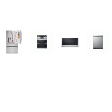 LG 4 STAINLESS APPLIANCE PKG: Slide-In Gas Smart Gas Range Double Oven Convection Air Fry, 2.1F OTR MW 400 CFM ExtendaVent, TrueSteam Dishwasher 44 dB Adjustable 3rd Rack, French 4-Door Smart Refrigerator 29.5 Cu. Ft. InstaView Door-in-Door Craft Ice