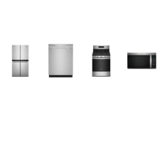 Whirlpool 4 Fingerprint Resistant STAINLESS :  Gas Range Self Clean Convection Oven Air Fry, 1.7CF OTR MW, Stainless Interior Dishwasher 47 dBA 3rd Rack, Counter Depth 4 Door Refrigerator