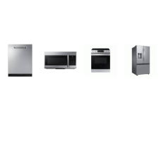 Samsung 4 STAINLESS STEEL PKG: 30 Inch Slide-In Induction Smart Range Self & Steam Clean Oven, 1.7cf OTR MW 300CFM, Fully Integrated Dishwasher 48 dBA 3rd Rack ENERGY STAR, 36 Inch Smart French Door Door Refrigerator 30.5CF Dual Auto Ice Maker Extern