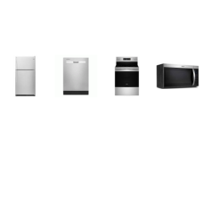 Whirlpool 4 Stainless : Smoothtop Electric Range Oven Air Fry, OTR MW, 55 dBA Dishwasher, 33 Inch 20.5 Cu. Ft. Top-Freezer Refrigerator
