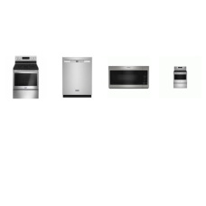 Maytag 4 STAINLESS : Smooth Top Electric Range Convection Oven Air Fry, OTR MW, DW 50 dBA, 33 Inch Drawer Bottom-Freezer Refrigerator Ice M