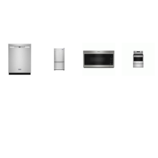 Maytag 4 STAINLESS : Smooth Top Electric Range Convection Oven Air Fry, OTR MW, DW 50 dBA, 33 Inch Drawer Bottom-Freezer Refrigerator Ice M