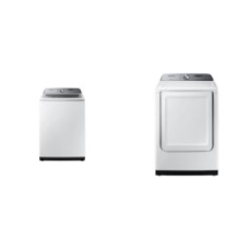 SAMSUNG 7.4 cu. ft. Electric Dryer Sensor Dry And 5.0 cu. ft. Top Load Washer Active WaterJet - WHITE -