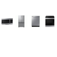 SAMSUNG 4 STAINLESS : Slide-In Electric Smart Range Self & Steam Clean Oven, 1.7cf OTR MW, Dishwasher 53DBA, 32 cu. ft. 3-Door French Door Refrigerator Dual Auto Ice Maker SAMSUNG 4 STAINLESS : Slide-In Electric Smart Range Self & Steam Clean Oven, 1.7cf OTR MW, Dishwasher 53DBA, 32 cu. ft. 3-Door French Door Refrigerator Dual Auto Ice Maker