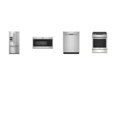 Maytag 4 FINGERPRINT RESISTANT STAINLESS STEEL APPLIANCE PACKAGE : 30 Inch Slide-In Electric Range 5 Elements True Convection Oven Air Fry Self-Clean, 1.7 cu. ft. Over-the-Range Microwave 300 CFM, Fully Integrated Dishwasher ENERGY STAR 47 dB Stainle