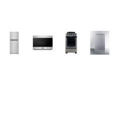 APT SIZE 4 STAINLESS : 18 inch DISHWASHER, 20 inch Electric Range Oven, 24 Inch Over-the-Range Microwave 300 CFM, 11.6 cu. ft. 24 inchW Top Freezer Refrigerator