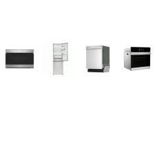 Sharp 4 Stainless : 24 Inch Single Electric Wall True European Convection Oven, 24 inchW Flush Mount Microwave Drawer, 24 inch Dishwasher 49 dBA, 24 Inch 11.5CF Counter Depth Bottom Mount Refrigerator