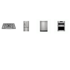 Frigidaire Professional 4 Smudge-Proof Stainless : 36 inchW Gas Cooktop Griddle, 30 Inch Combination Electric Wall Air Fry Convection Oven Convection Microwave, Dishwasher 47dBA, 27.8 Cu. Ft. French Door Refrigerator WD