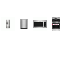 Frigidaire Gallery 4 Smudge-Proof Stainless Steel Package: Electric Range 5 Smooth Top Elements Air Fry Convection Oven, 1.9CF OTR MW 400 CFM, 52 dBA Fully Integrated OrbitClean Dishwasher ENERGY STAR, 33 Inch Side by Side Refrigerator Ice Maker Exte