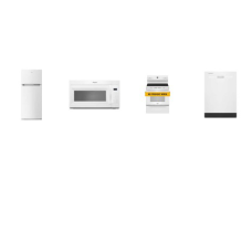 Whirlpool 4 WHITE APPLIANCE PACKAGE : Smoothtop Electric Range Oven No Preheat Mode, 1.7CF OTR MW 300 CFM, 55 dBA Dishwasher, 28 inchW 17.65CF Top-Freezer Refrigerator