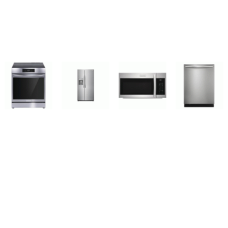 Frigidaire Gallery 4 Smudge-Proof Stainless Steel Package: 30 Inch Slide In Induction Range Air Fry Convection Oven, 1.9CF OTR MW 400 CFM, Stainless Tub Built-In 47 dBA Dishwasher Third Level Rack, 36 Inch Freestanding Side by Side Refrigerator Filte