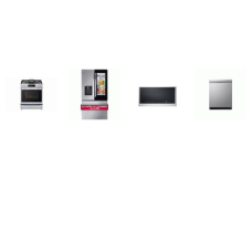 LG 4 STAINLESS APPLIANCE PKG: Smart Instaview Gas Slide-In Range Oven ProBake Convectio Air Fry, Over-the-Range Smart Microwave Oven 1.7 cu. ft. 300 CFM Exhaust Air Fry Convection, TrueSteam Dishwasher 44 dB Adjustable 3rd Rack, 26CF Counter Depth Fr