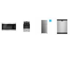 4 STAINLESS STEEL APPLIANCE PACKAGE : 1.6CF OTR MW 300 CFM, Gas Range Oven, 59 dBA Dishwasher, 18.0 CU. FT. TOP FREEZER REFRIGERATOR