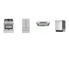 4 Stainless Steel Package : Verona 30 Inch 17,000 BTU Gas Range Convection Oven, 30 Inch Under Cabinet Range Hood 4 Speed 560 CFM And Sharp Dishwasher 49 dBA, 36 Inch French 4-Door Counter Depth Refrigerator W/Ice Maker