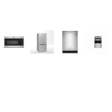 4 Stainless : Maytag SmoothTop Range Air Fry Oven, 1.7 cu. ft. Over-the-Range Microwave, 2Dishwasher 51 dBA, And Midea 30 Inch Bottom Mount Refrigerator 18.7 Cu. Ft