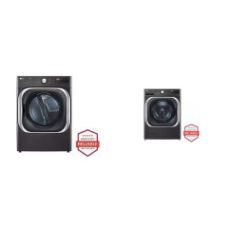 LG Smart Built-In Intelligence 5.2CF Front Load Washer TurboWash And 9.0CF Front Load Electric Dryer TurboSteam - Black Steel -