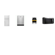 Whirlpool 4 STAINLESS : Smoothtop Electric Range Oven No Preheat Mode, OTR Microwave, 55 dBA Dishwasher, 18.2 cu. ft. Top-Freezer Refrigerator