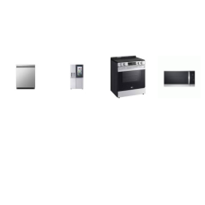 LG 4 STAINLESS APPLIANCE PKG: Slide-In Electric Range Self Clean Oven, 1.8CF OTR MW 300CFM Sensor Cook, Dishwasher 50 dBA Stainless Interior ENERGY STAR, 36 Inch Freestanding Side by Side Smart Refrigerator InstaView Dual Ice Maker