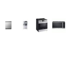 LG 4 STAINLESS APPLIANCE PKG: Slide-In Electric Range Self Clean Oven, 1.8CF OTR MW 300CFM Sensor Cook, Dishwasher 50 dBA Stainless Interior ENERGY STAR, 36 Inch Freestanding Side by Side Smart Refrigerator InstaView Dual Ice Maker