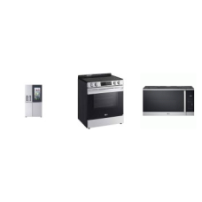 LG 4 STAINLESS APPLIANCE PKG: Slide-In Electric Range Self Clean Oven, 1.8CF OTR MW 300CFM Sensor Cook, Dishwasher 48dBA Stainless Interior ENERGY STAR, 36 Inch Freestanding Side by Side Smart Refrigerator InstaView Dual Ice Maker
