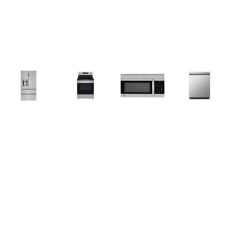 LG 4 STAINLESS STEEL PACKAGE: Smart Smooth Top Range 5 Elements Oven, 1.7CF OTR MW 300CFM, Dishwasher 50 dBA Stainless Interior ENERGY STAR, 28CF French 4 Door Refrigerator External Ice/Water Dispenser ENERGY STAR