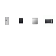 LG 4 STAINLESS : Smooth Top Range Oven, 1.8CF OTR MW, Dishwasher 50 dBA Stainless Interior , 28CF French 4 Door Refrigerator External Ice/Water Dispenser