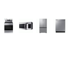 SAMSUNG 4 STAINLESS : Smoothtop Range Convection Oven Air Fry, 1.6cf OTR MW, Dishwasher 53DBA, 32CF French Door Refrigerator Dual Auto Ice Maker