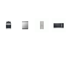 LG 4 STAINLESS : Gas Range 5 Sealed Burners Oven, 1.8CF OTR MW, Dishwasher 50 dBA, 30 inchW 21.8 cu. ft. French Door Refrigerator W/Ice Maker