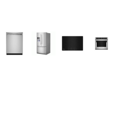 Kitchenaid 4 Stainless Steel Package : 30 Inch Induction Cooktop 5 Elements, 27 Inch Single Electric Wall Oven Air Fry True Convection, 47 DBA Dishwasher ProWash Stainless Steel Interior, 26.8 Cu. Ft. French Door Refrigerator Exterior Ice and Water D