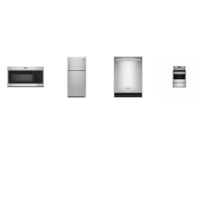 Maytag 4 STAINLESS : Electric Range Self-Clean Oven Air Fry, OTR MW, 51 dBA DW, 33"W 20.5CF Refrigerator 