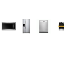 Whirlpool 4 STAINLESS STEEL APPLIANCE PACKAGE : SMOOTHTOP RANGE OVEN, OTR MW, 51 dB DW, 24.6CF SBS REF WD