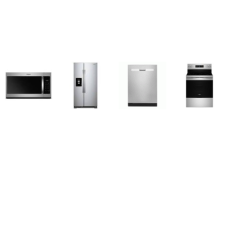 Whirlpool 4 STAINLESS STEEL APPLIANCE PACKAGE : SMOOTHTOP RANGE OVEN SELF CLEAN AIR FRY, OTR MW, 51 dB DW, 24.6CF SBS REF WD