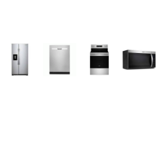Whirlpool 4 STAINLESS STEEL APPLIANCE PACKAGE : SMOOTHTOP RANGE OVEN SELF CLEAN AIR FRY, OTR MW, 51 dB DW, 24.6CF SBS REF WD