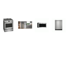 Frigidaire Professional 4 SMUDGE-PROOF STAINLESS STEEL PKG : Front Control Gas Range True Convection Oven Air Fry Griddle, 1.9CF OTR MW Air Fry Convection 400 CFM, Fully Integrated Dishwasher 47dBA 3 Racks, 20.0 Cu. Ft. Top Freezer Refrigerator LED A