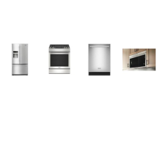 Maytag 4 FINGERPRINT RESISTANT STAINLESS : Slide-In Electric Range True Convection Oven Air Fry, Built-in Design OTR MW, 51 dBA Dishwasher, French Door Refrigerator EXT WD